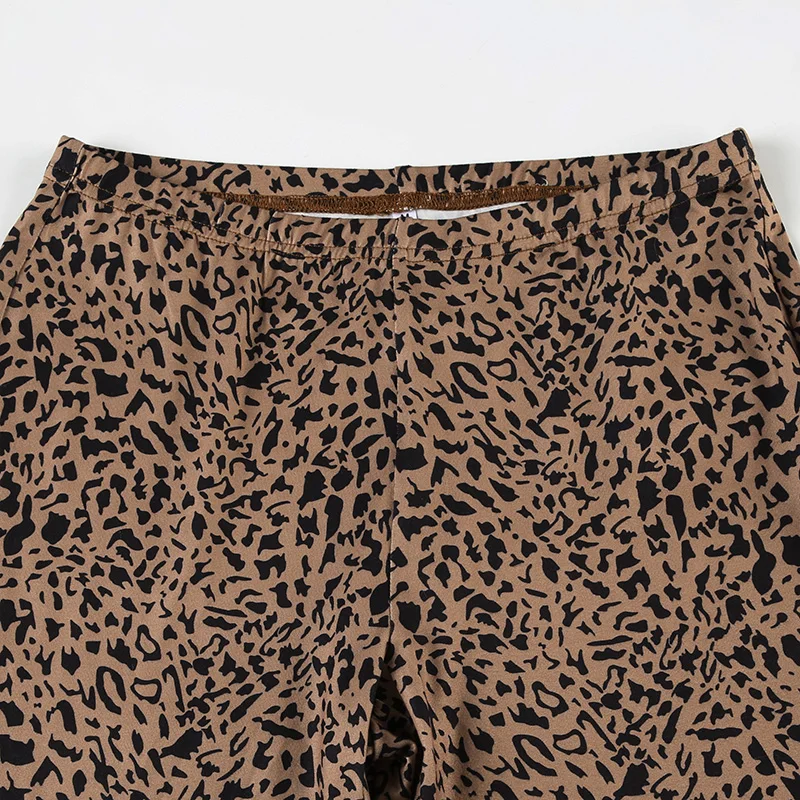 Y2k Gyaru Leopard Women¡¯s Long Pants Slim Fit Sexy Rave Trousers All-Match American Retro Fashion Trendy Clothes