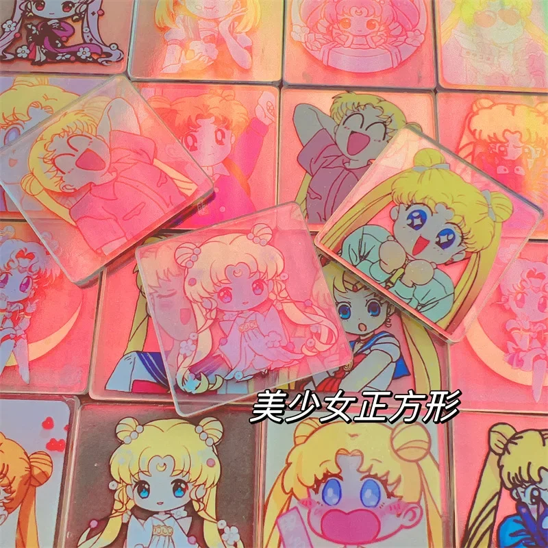 Cartoon Anime Sailor Moon Series Transparent Laser Acrylic Interlayer Double Transparent Handmade DIY Patch Storage Box Material