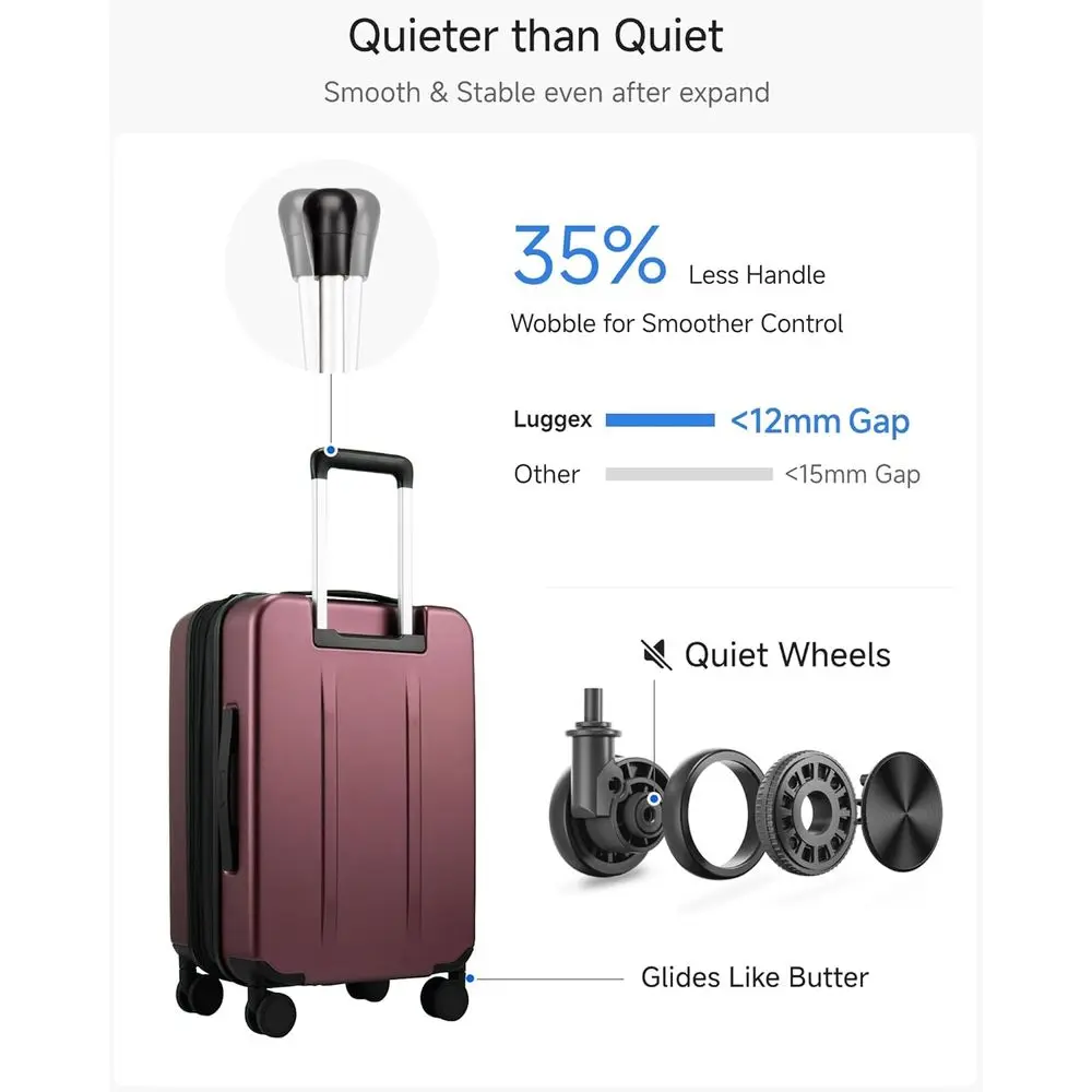 20 Inch FLO5 Expandable Polycarbonate Carry-On Suitcase with Front Pocket (Cheery FX-Core)