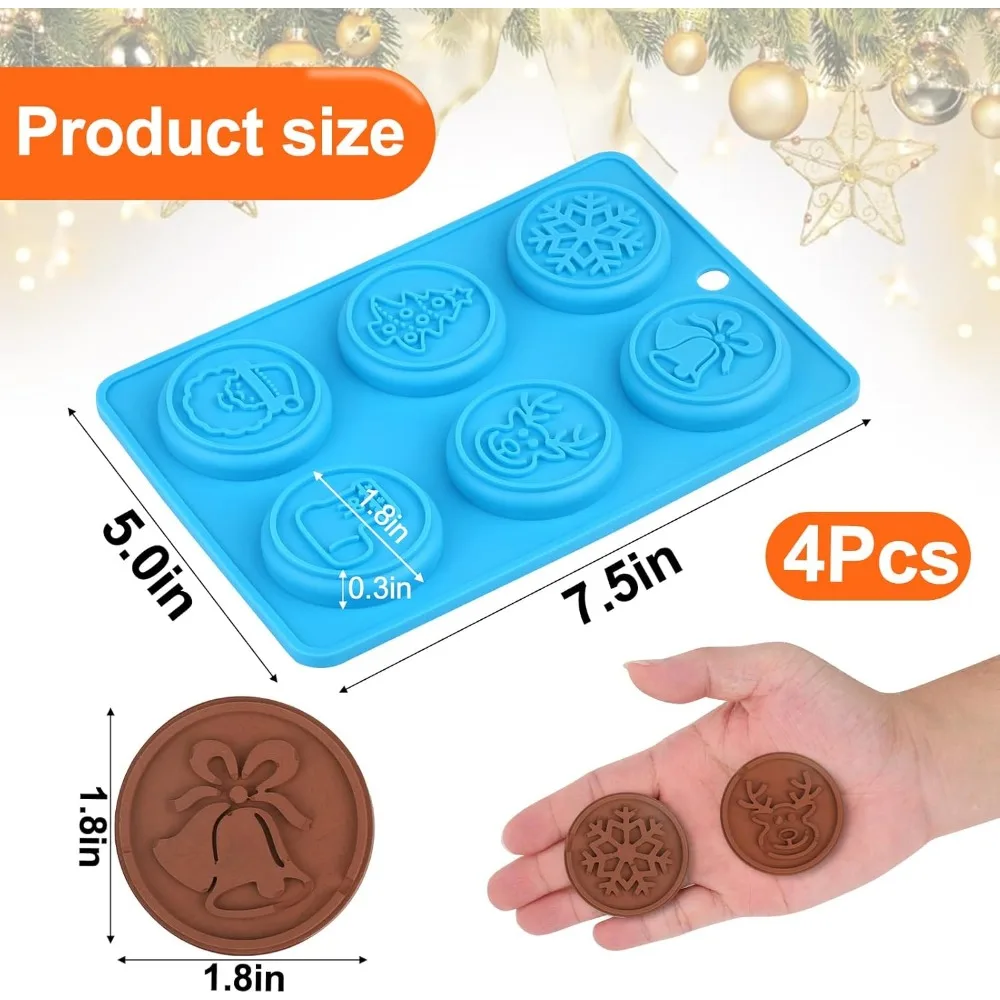 Christmas Chocolate Molds Round Demoulding Silicone Baking Christmas Cookie Candy Mold DIY for Christmas Party Cake Decorating