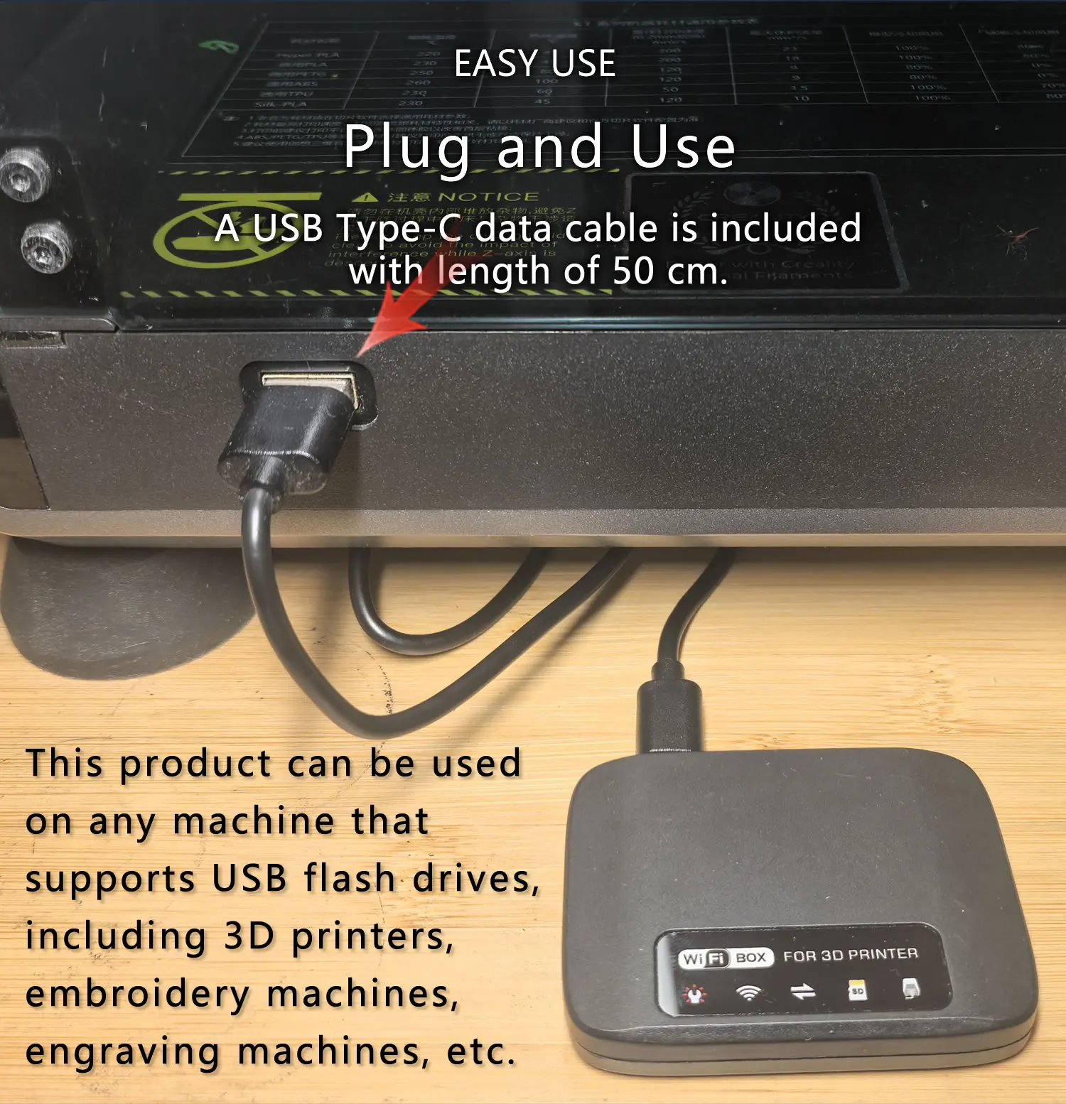 صندوق WiFi عالي السرعة - جهاز إرسال الملفات اللاسلكي للطابعات ثلاثية الأبعاد وآلات التطريز وآلات النحت باستخدام الحاسب الآلي والتقطيع السريع بمفتاح واحد