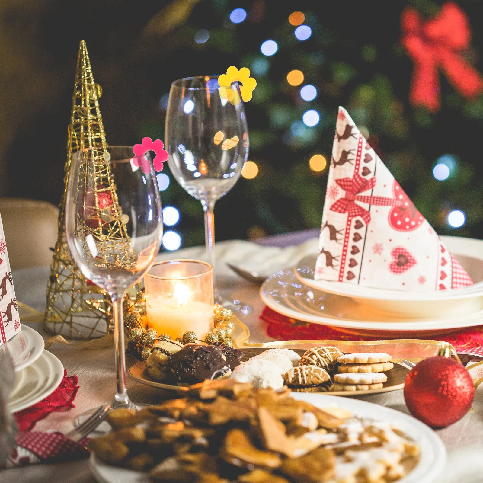 8 قطعة كأس للنبيذ زهرة سحر سيليكون علامات المشروبات النبيذ الأحمر الزجاج معرف لتزيين الحفلات استخدام علامات المشروبات