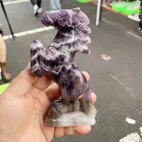 Natural Dream Amethyst Horse Carving Animal Reiki Healing Fengshui Stone Holiday Crafts Gifts 1pcs 4