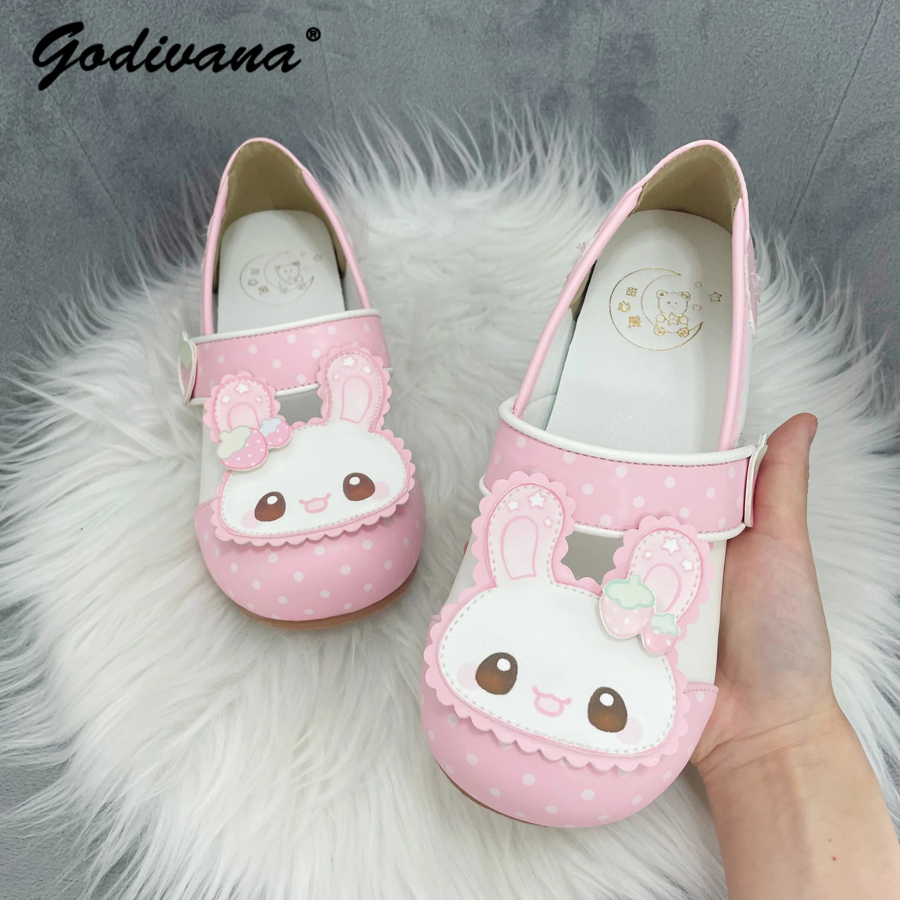 الأصلي لوليتا أحذية الملاعب المغطاة الحلو لطيف طالب الفتيات الكرتون الفيلكرو جولة رئيس لينة وحيد الأميرة أحذية أحذية جلدية مسطحة