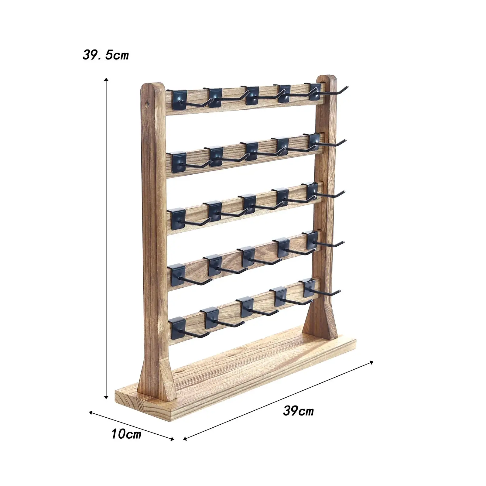 Wooden Earrings Display Stand, Earrings Storage Rack with Hooks, Earring Stand Necklace Jewelry Organizer for Earring Cards