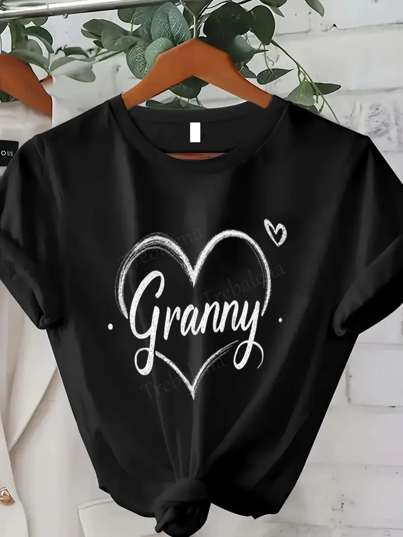 T-shirt da donna T-shirt chic con stampa cuore "Granny" per donna, stile casual sexy