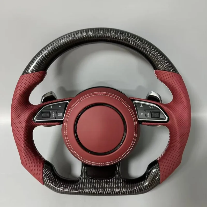 Customized Carbon Fiber Leather Car Steering Wheel For Audi A3 A4 A5 A6 A4L A5 A6L A8 Q3 Q5 Q7 S5 TT A7 C8 S6 S7 Steering WheeI
