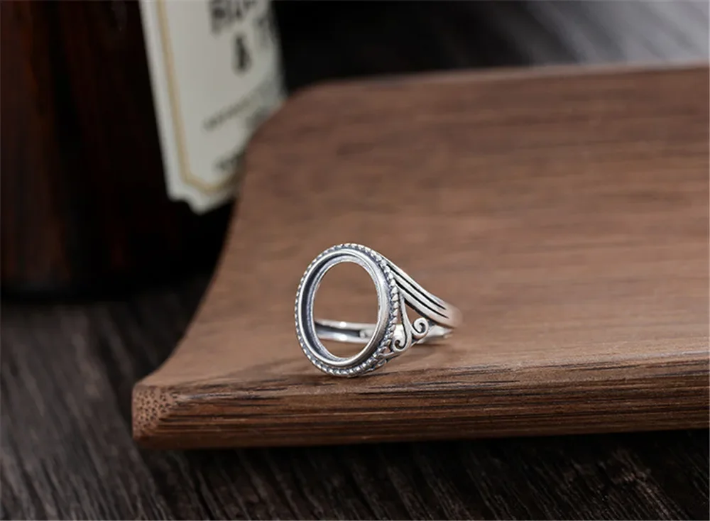 Ring Blank (7x9mm/8x10mm/8x11mm/9x12mm/10x13mm/11x14mm/12x15mm/13x16mm Oval Blank) Adjustable Thai Sterling Silver Ring Base