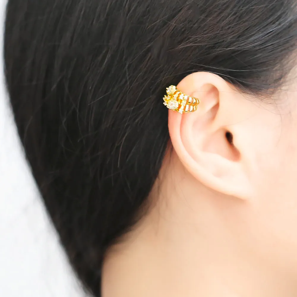 Small Gold Plated Geometric Ear Clips for Women Clear Crystal Water Drop Clip Earrings No Piercing Jewelry ersv68