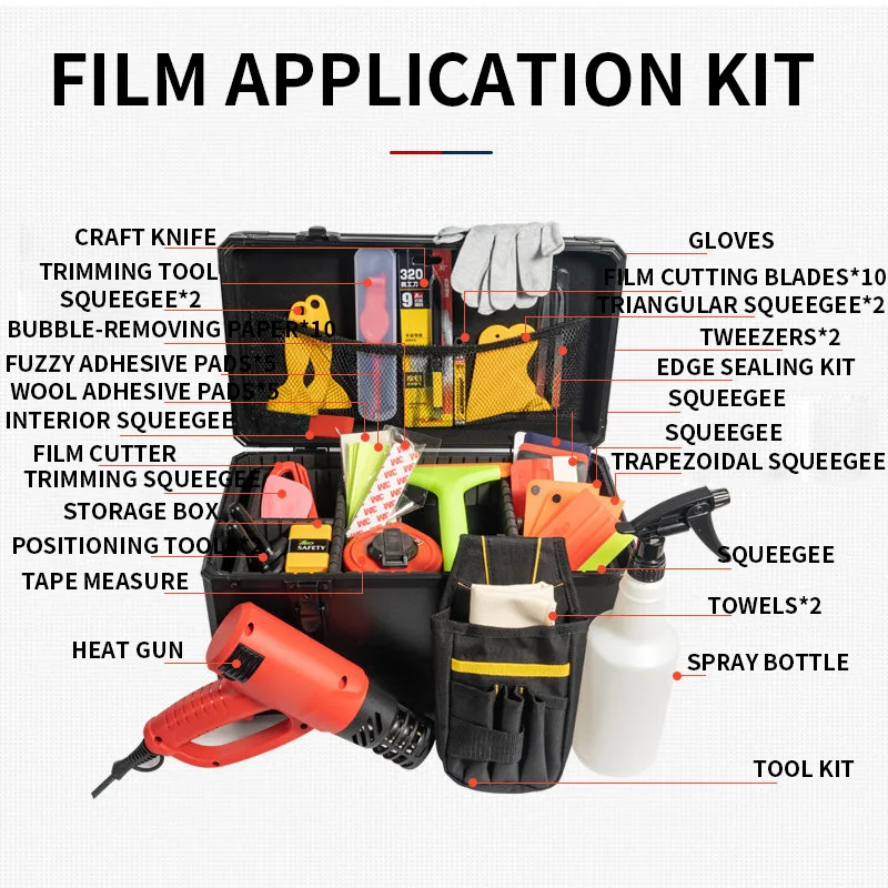 Car Window Tinting Tool Kit Complete Master-Grade Set for Applying Color-Changing Transparent TPU Invisible Car Wraps