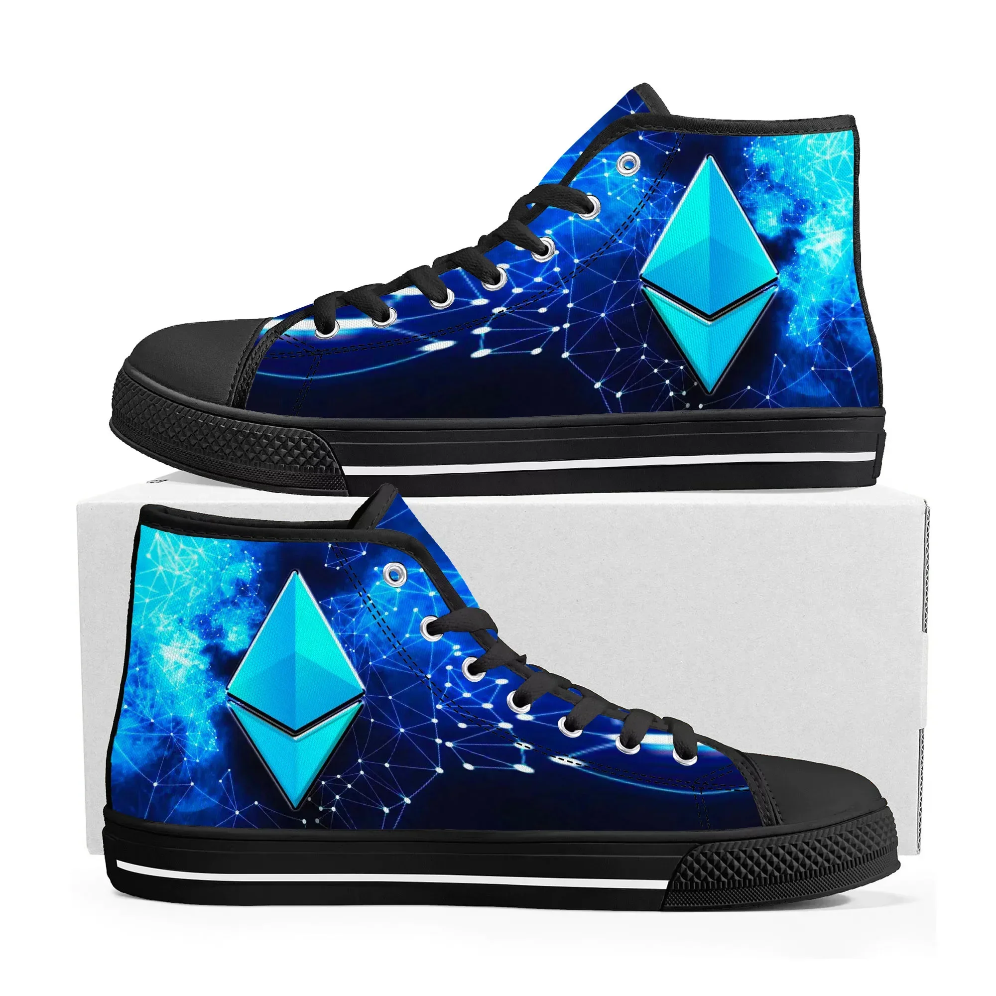 Ethereum Cryptocurrency Miner ETH Coin High Top Sneakers Mens Womens Teenager Canvas Sneaker Casual Couple Shoes Custom Shoe