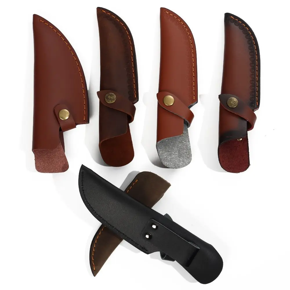 Knife Protective Cover Leather Sheath Belt Knife Sheath Leather Sheath With Waist Belt Buckle Pocket Multi-function Tool