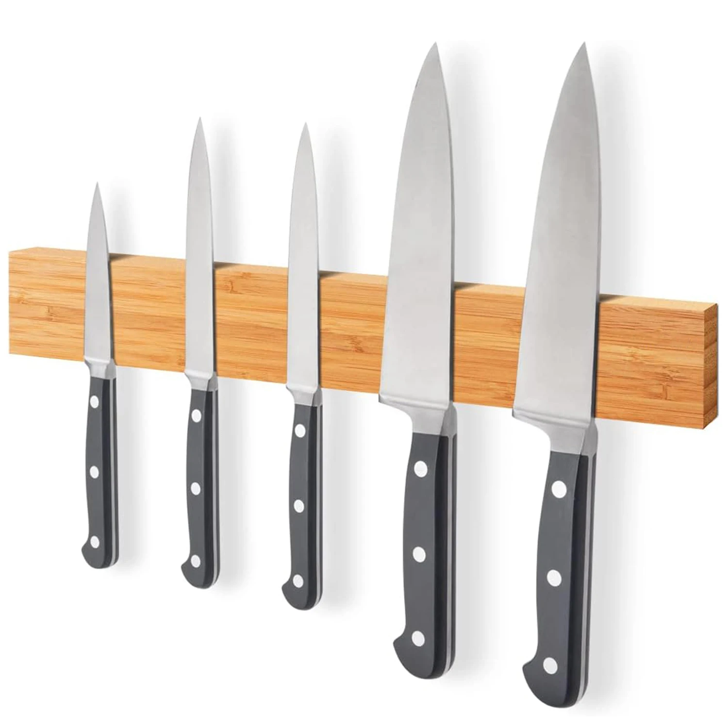 Reusable 16 Inch Bamboo Magnetic Knife Holder Rack Wall Mounted Kitchen Knives and Utensils Storage Organiser