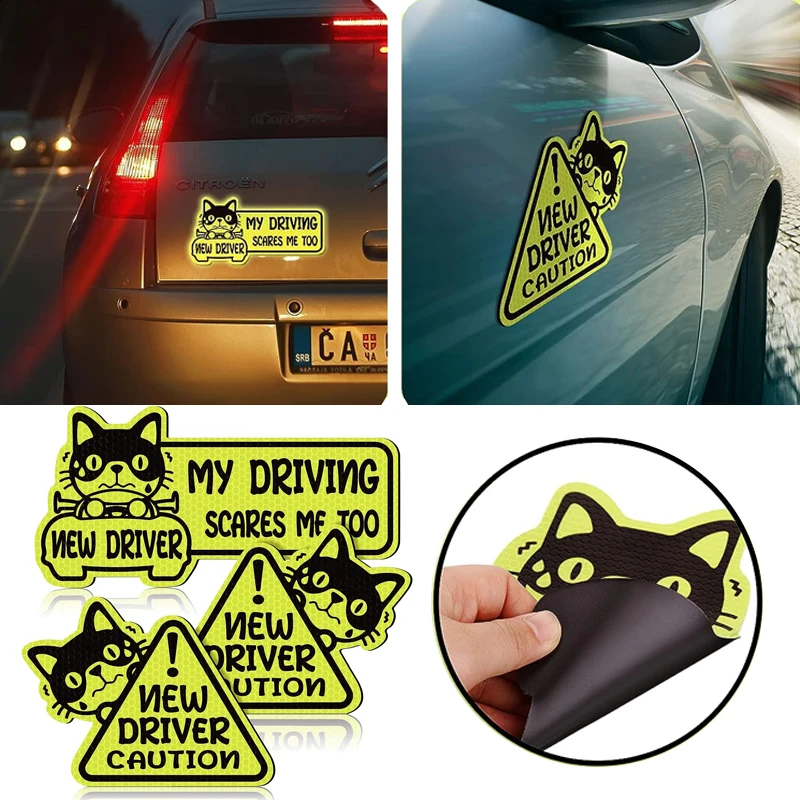 

3Pcs Reflective Student Driver Magnet for Car New Sticker Please Be Patient Sign Keep Distance Decal Automotive Bumper Vehicle