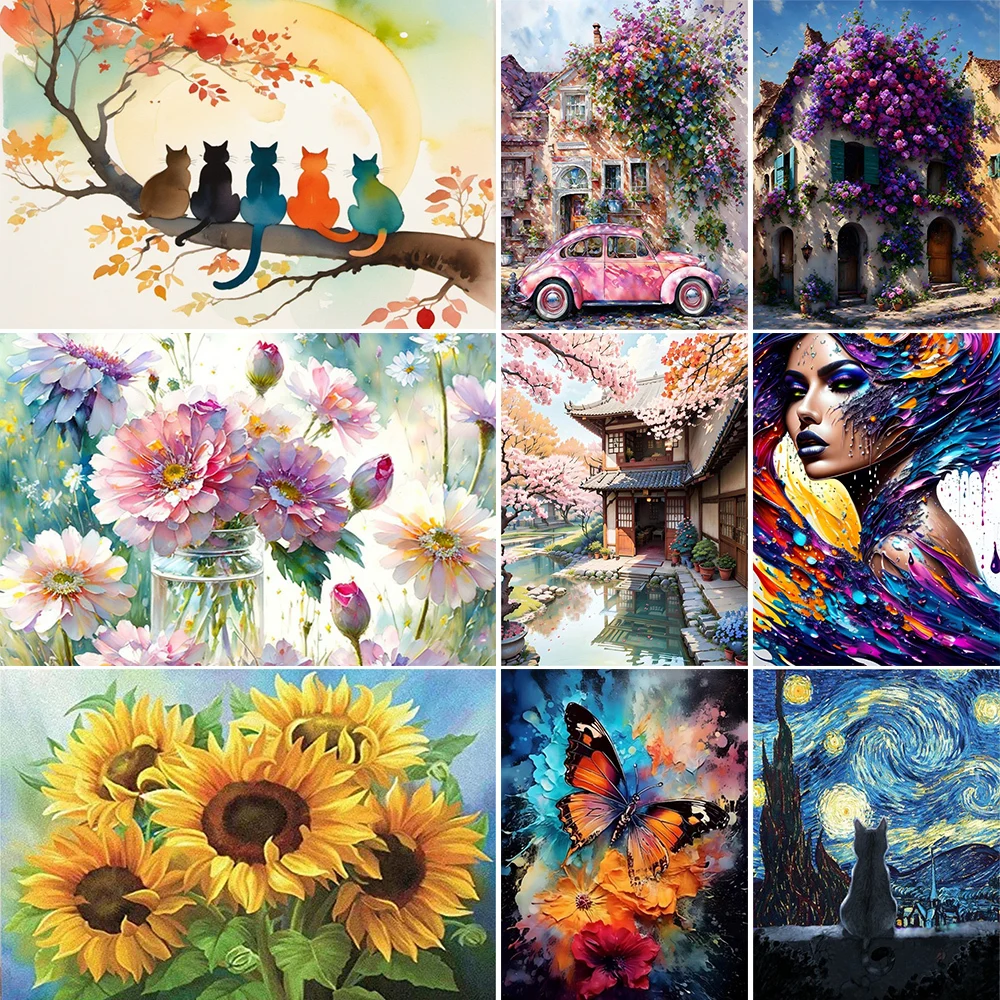 Coloring By Numbers On Canvas Wall Art Picture For Living Room Home Decor Diy Acrylic Paint Painting Kit Adults Handicraft