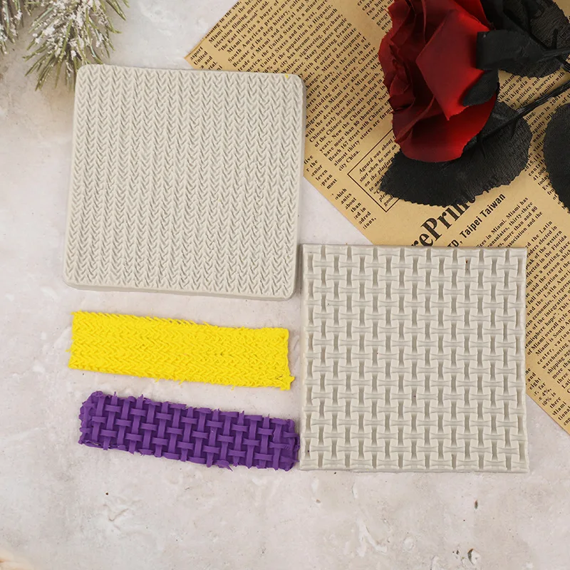 Simulation Wool Knitted Woven Texture Silicone Mold Fondant Cake Cupcake Top Decorative Clay Mould A887