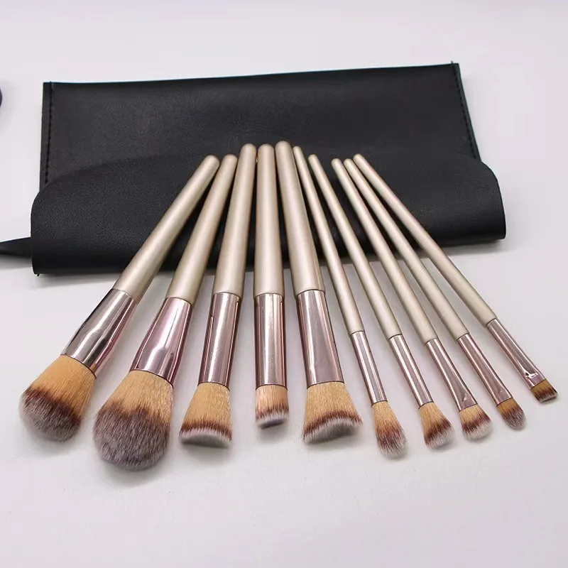 Neuer Make-up-Pinsel in Champagnerfarbe, 10er-Set, Make-up-Künstler, Schönheit, Make-up-Tools, Kombination, Foundation-Pinsel, Pinselset mit weichen Borsten