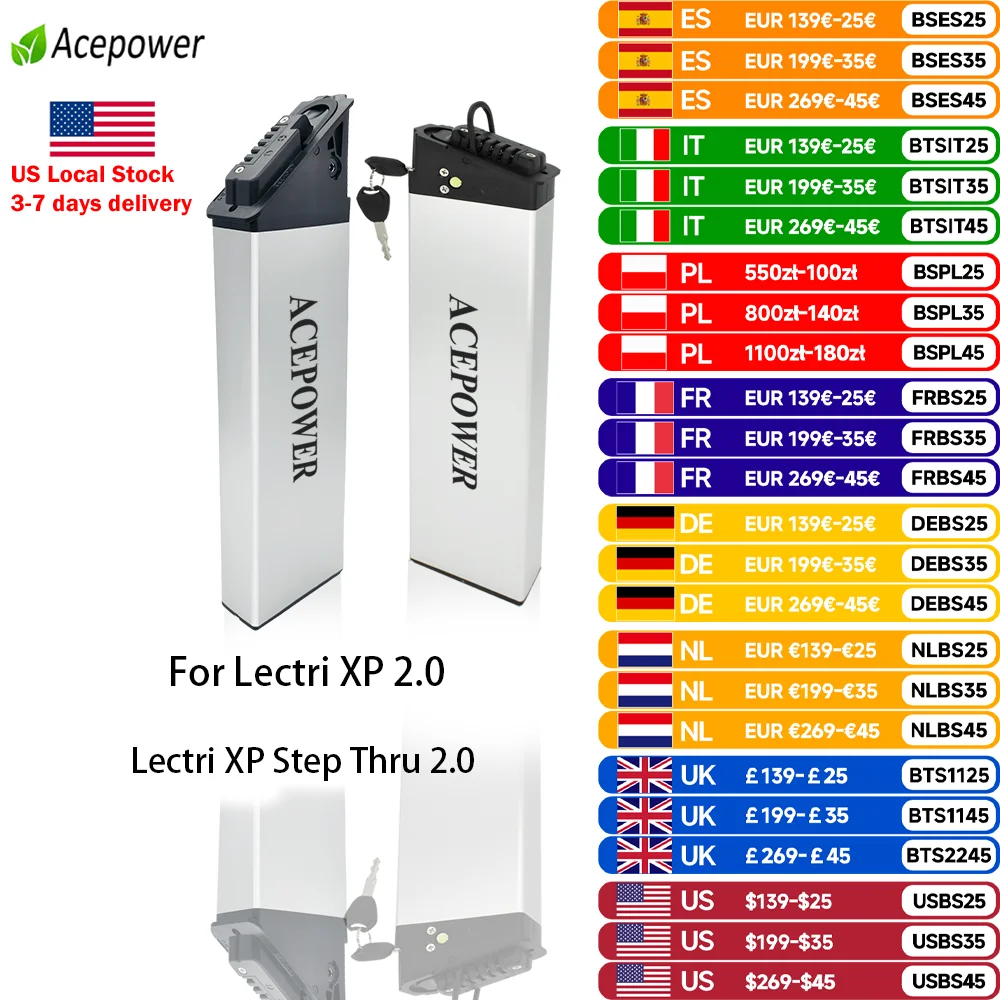 

For Lectri XP 2.0 or Lectri XP Step Thru 2.0 Ebike Battery 48V 10.4Ah 12.8Ah 14Ah Battery for Lectri XP 2.0 Lectri XP Step Thru