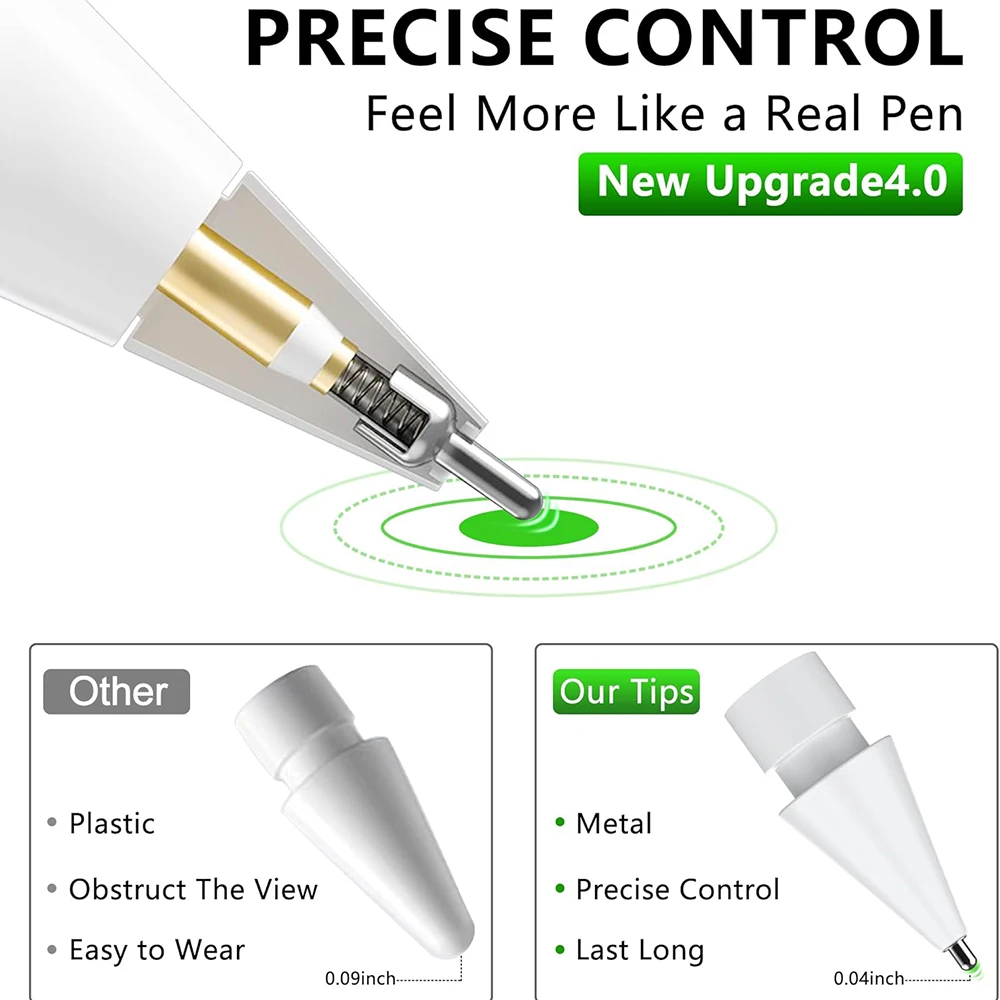 Replacement Tips for iPencil 1st/2nd Generation Metal Precise Control Touch Screen Stylus Tips Pen Nib for IPencil 1 2