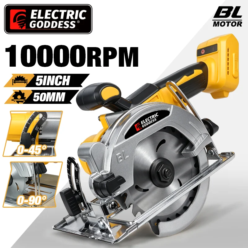 Electric Goddess 5 Inch Brushless Circular Saw Compact Electric Saw Wood Metal Cutter Power Tool For Dewalt 20V Battery Pin