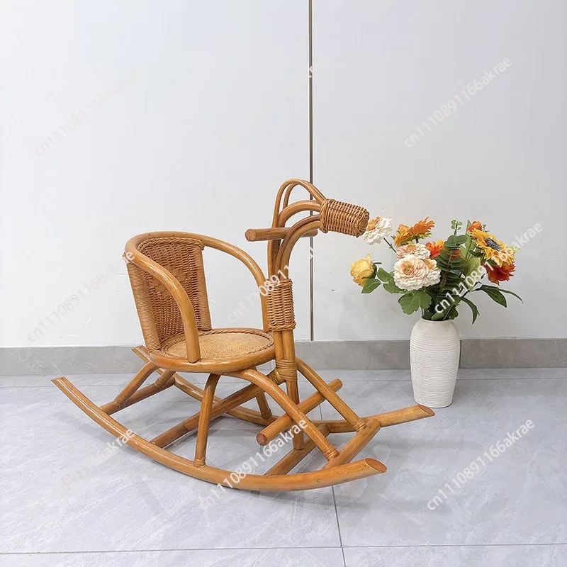 for Rattan Trojan Horse Baby Rocking Horse Children Baby Wood Toys Noodles Rocking Horse