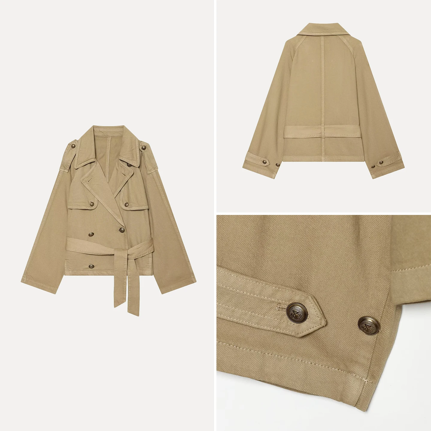 Fashionable Short Style Women's Coat Long Sleeve Turn-down Collar Personality Design Autumn New Arrival Zadata Standard Fit