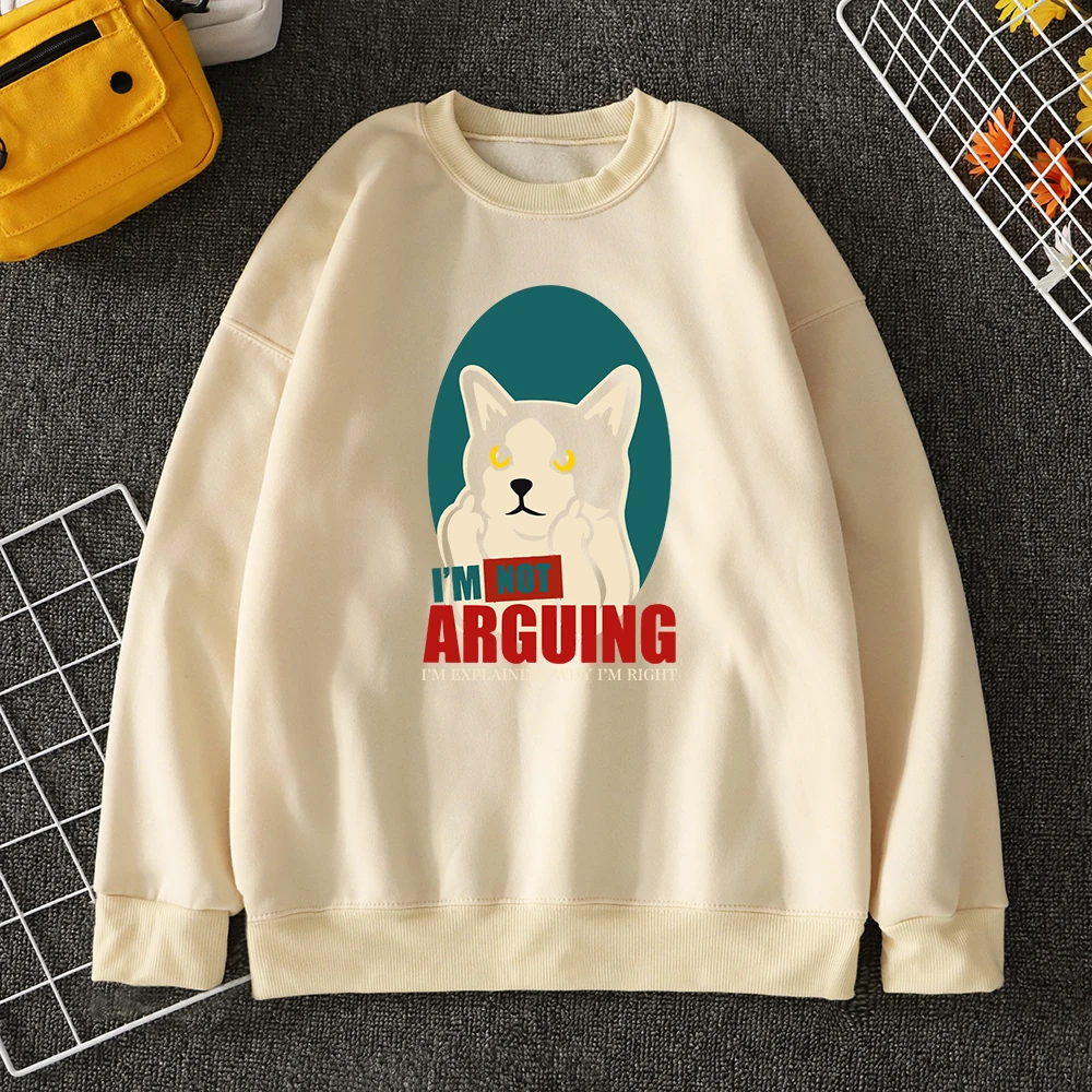 Funny Cat I Am Not Argue Printing Hoodies Women Harajuku Casual Hoodie Fashion Vintagehoody Fleece Oversized Female Sweatshirts