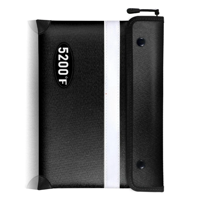 W89C حقيبة وثيقة مقاومة للحريق 5200 ° F 13x10inch مع سحابات قفل شرائح عاكسة منظمي التخزين المعزول من أجل المال