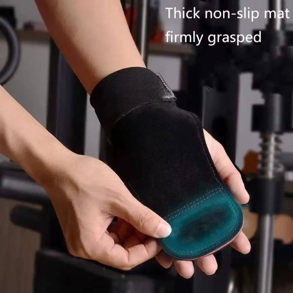 

Double Layer PU Leather Gloves Wrist Strap Anti-Skid Gym Training Gloves Grip Pads Cowhide Palm Deadlift Gloves