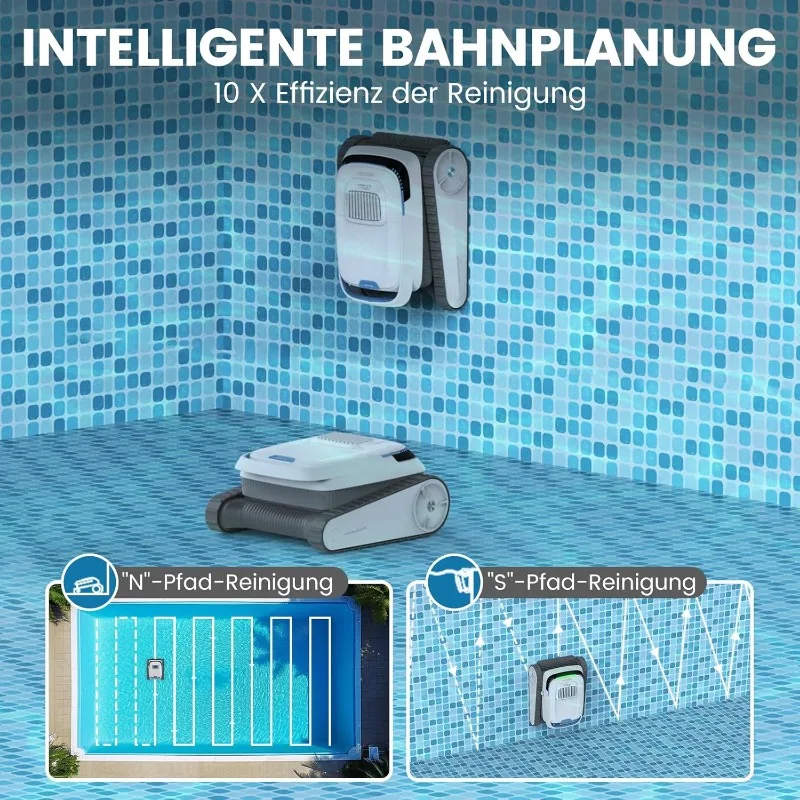 Robot nettoyeur de piscine, aspirateur de piscine pour piscines creusées et hors sol, aspirateur de piscine d'escalade murale, navigation intelligente