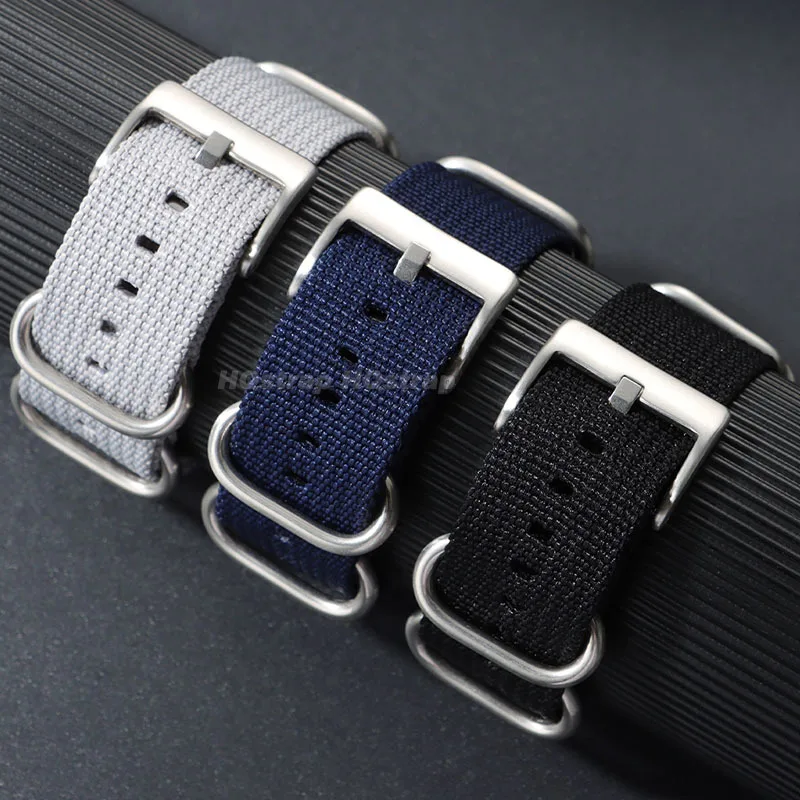مضلع النايلون حزام (استيك) ساعة 20 مللي متر 22 مللي متر ل Seiko ل أوميغا سوار رشاقته قماش حزام المنسوجة الرياضة معصمه الفضة الأسود مشبك