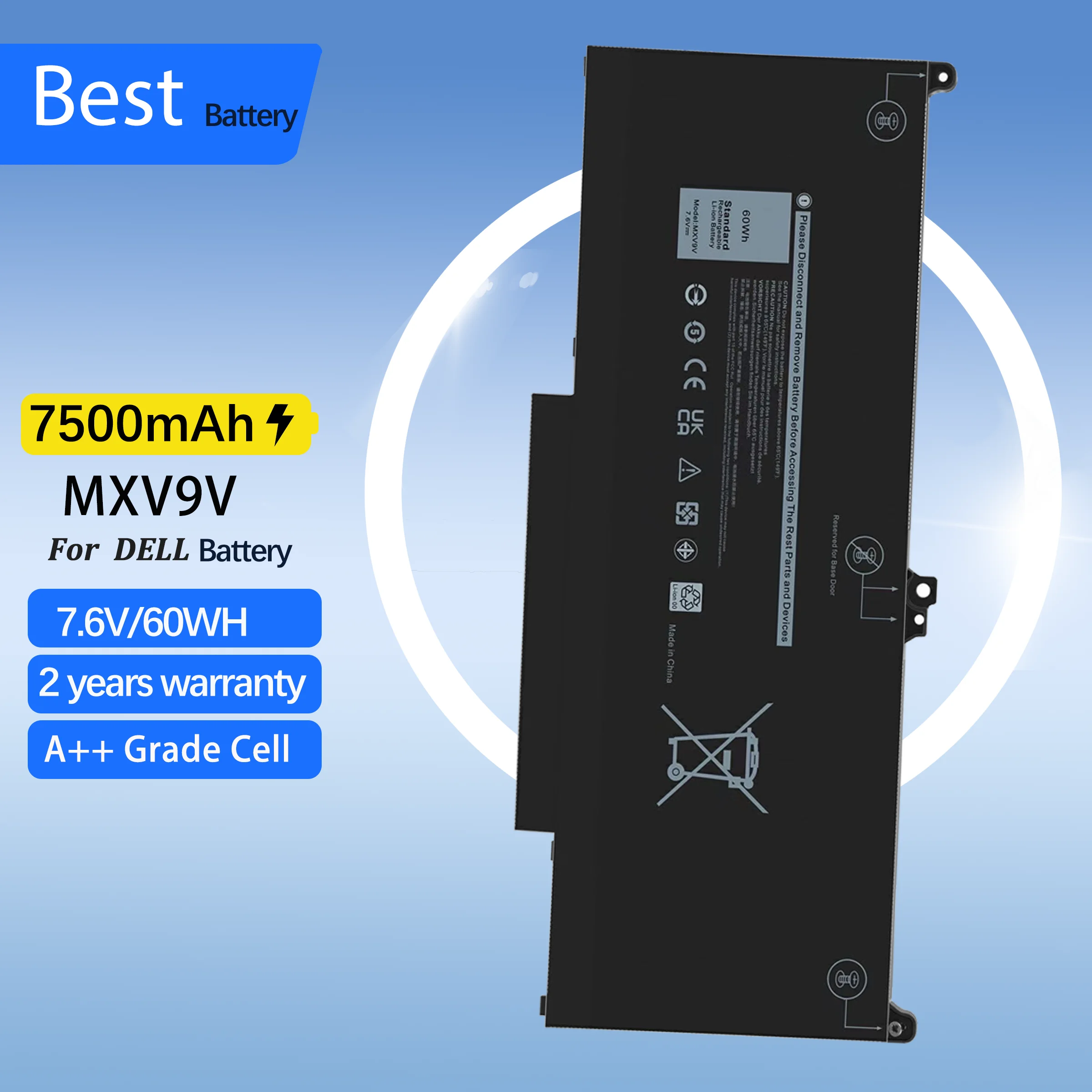 

MXV9V Laptop Battery For DELL Latitude 7300 7400 5300 5310 5300 5310 2-in-1 Series 5VC2M 05VC2M 829MX 0829MX