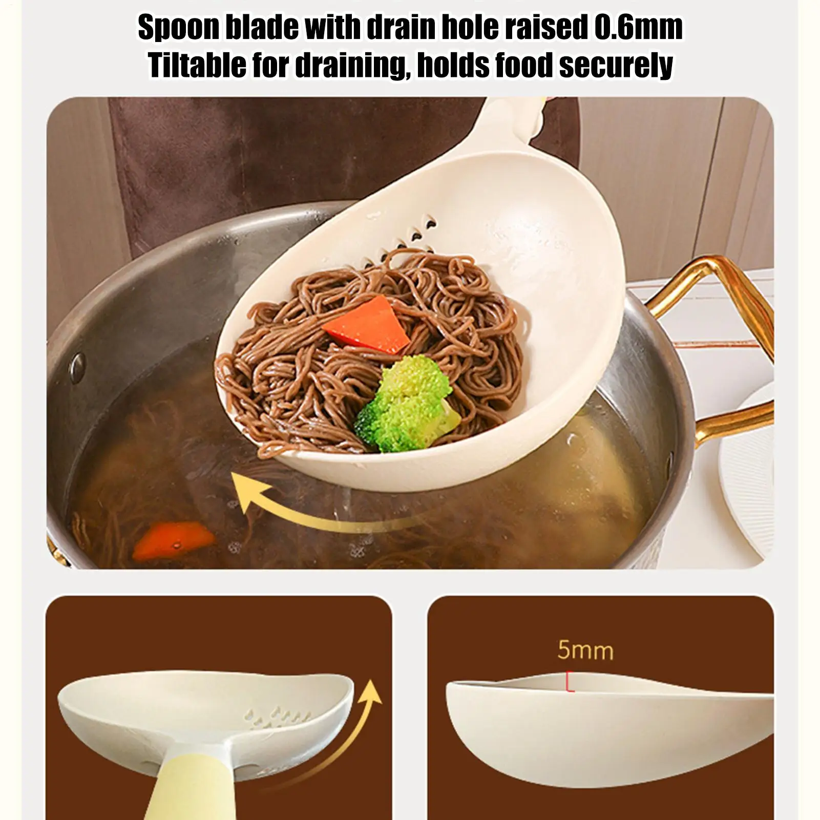 

Большие ложки для приготовления пищи, термостойкое большое ситечко, перфорированные ложки для супа, кухонная утварь для сервировки ресторана, квартиры