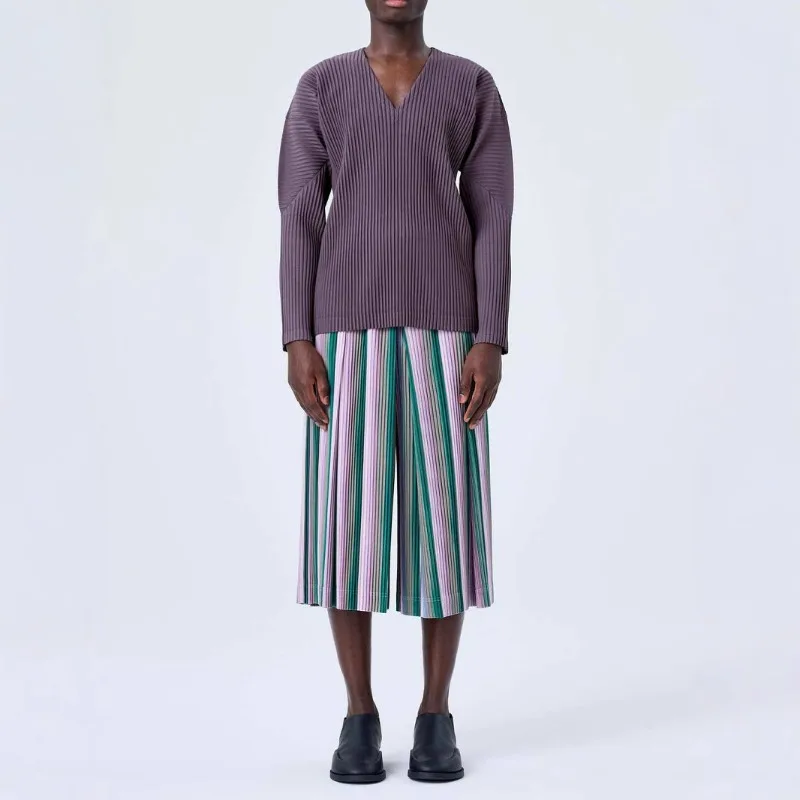 

Miyake Pleated Men’s Pant Wide Leg Pants Loose Casual Trousers Japanese Style Fashion Straight Fit Relaxed Everyday Clothing