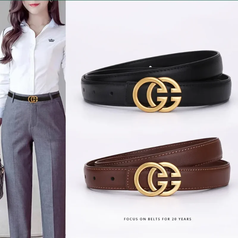 Ceinture de luxe pour femmes, design de mode, alliage d'affaires, lettre bouton, tête, décoration polyvalente quotidienne, jeans, ceinture pour femmes d'affaires