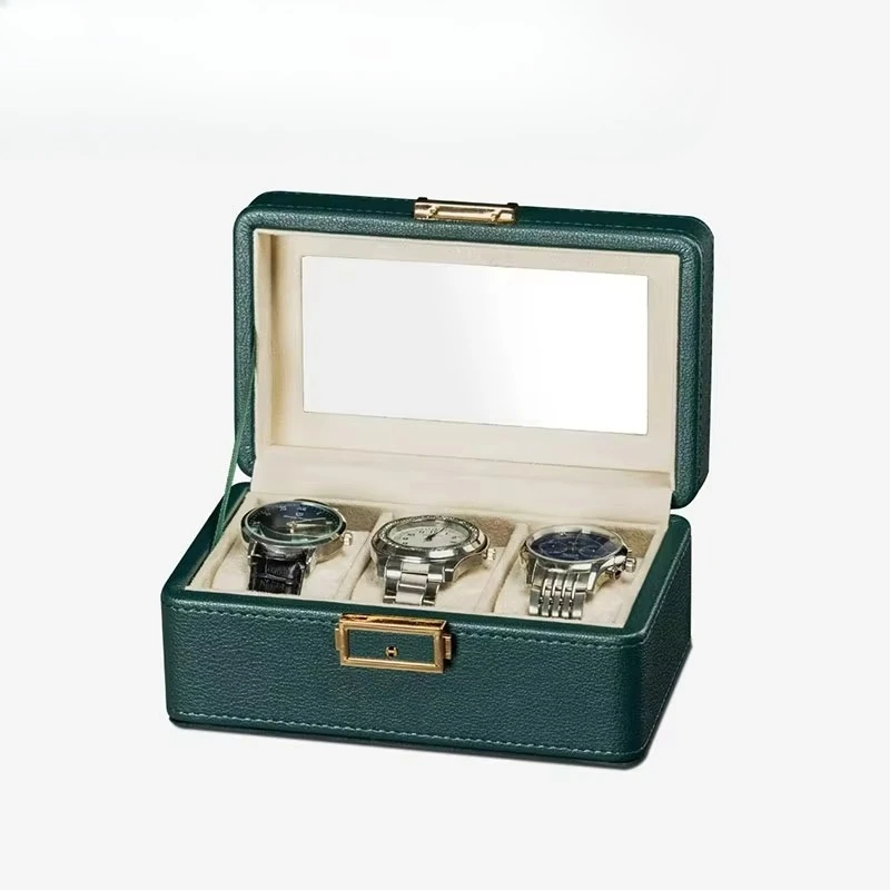 Organizador de óculos de jóias, couro rígido para viagem, caixa de armazenamento de relógio com 12 espaços, embalagem de exibição de caixa de relógio de veludo