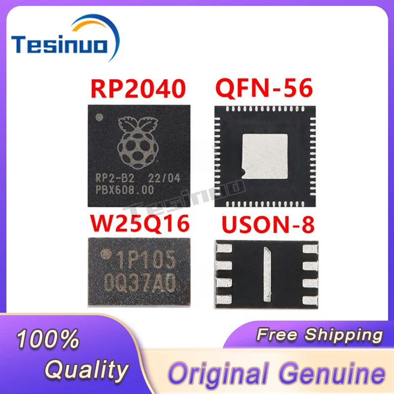 2-5/PCS New Original RP2040 Raspberry PI QFN-56 chip ARM Cortex-M0 133MHz W25Q16JVUXIQ In Stock