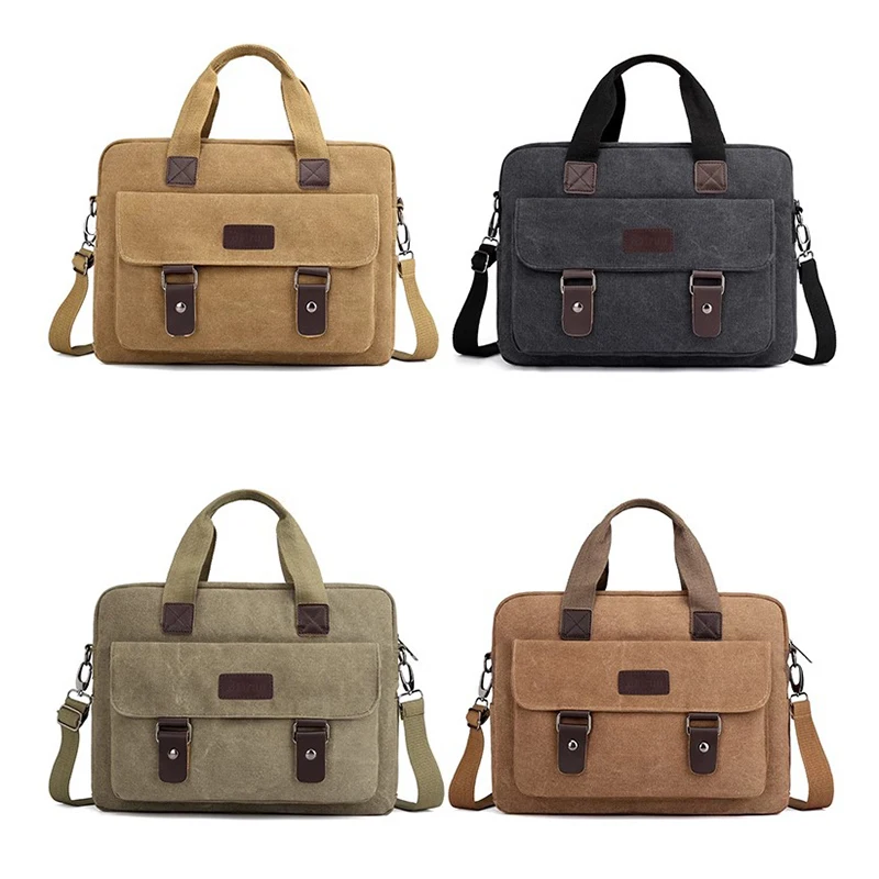 ผู้ชายผ้าใบกระเป๋าเอกสารDesigner Lawyerเอกสารทํางานธุรกิจขนาดใหญ่ความจุSatchel Toteกระเป๋าถือไหล่ 14 นิ้วกระเป๋าแล็ปท็อป