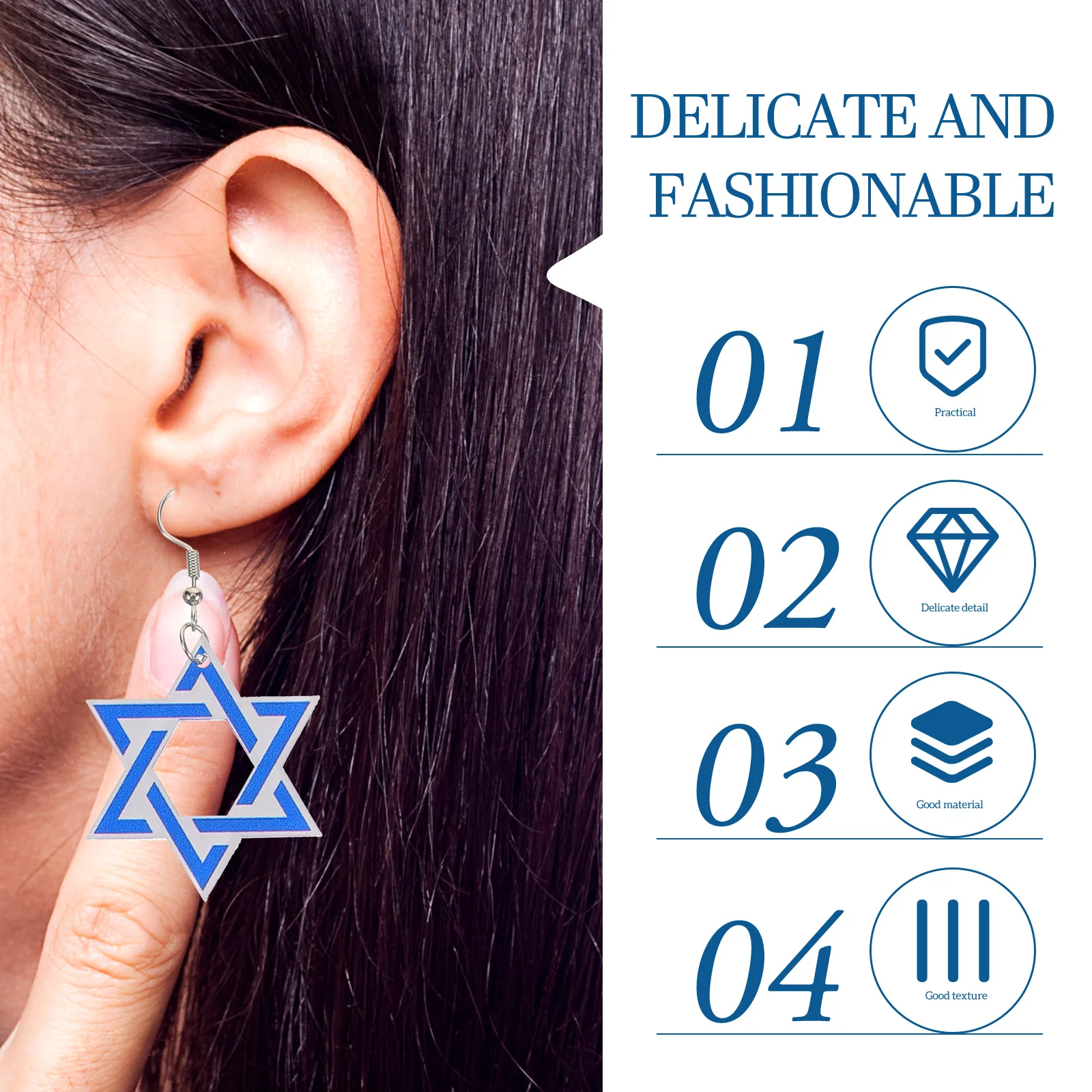  4 Pairs Hanukkah Earrings Christmas Tree Six Pointed Star of David Drop Holidayqbee