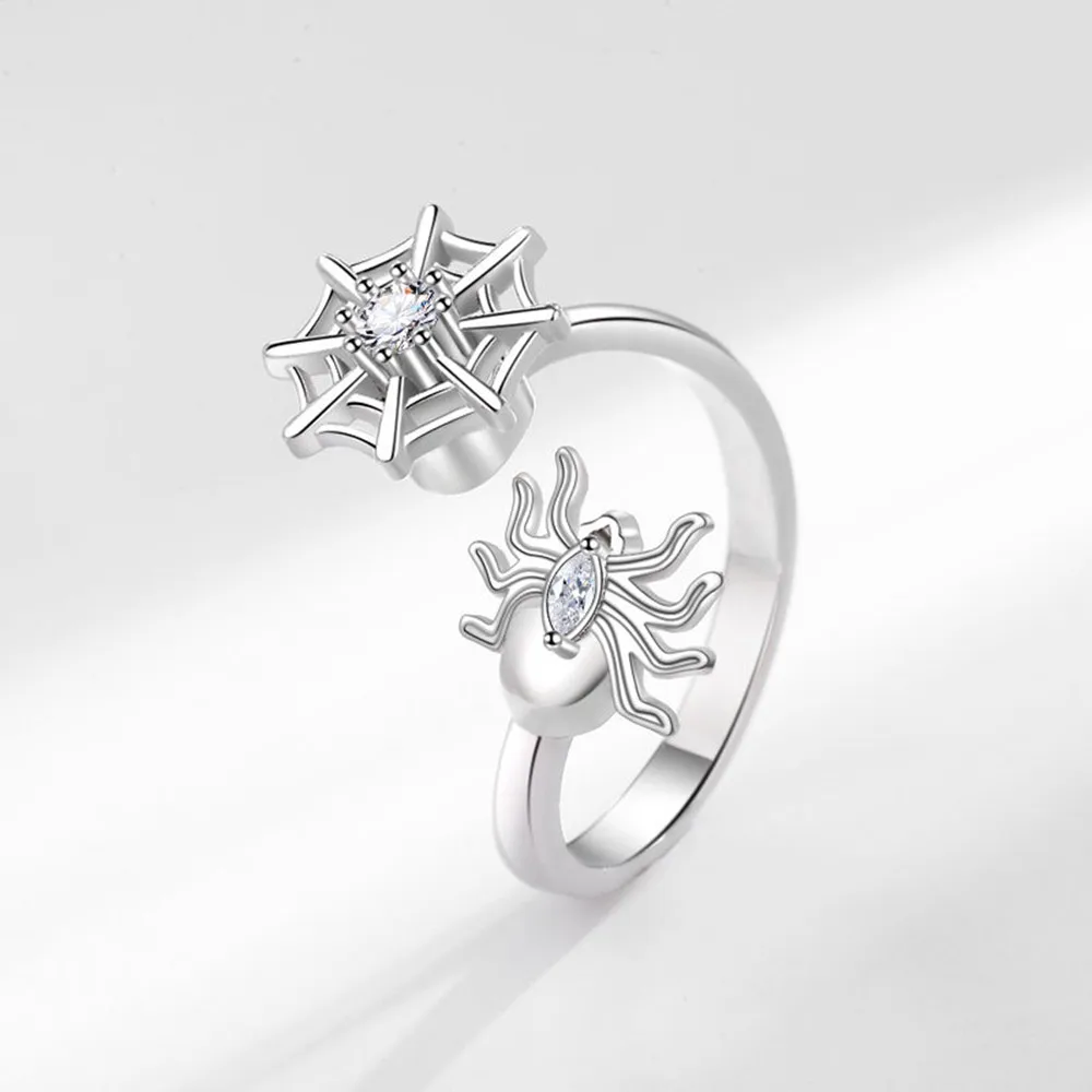American Style Rotating Spider Web Rings Sweet & Spicy Acubistyle Anti Anxiety Ring Goth Accessories Women Couples Gift Items