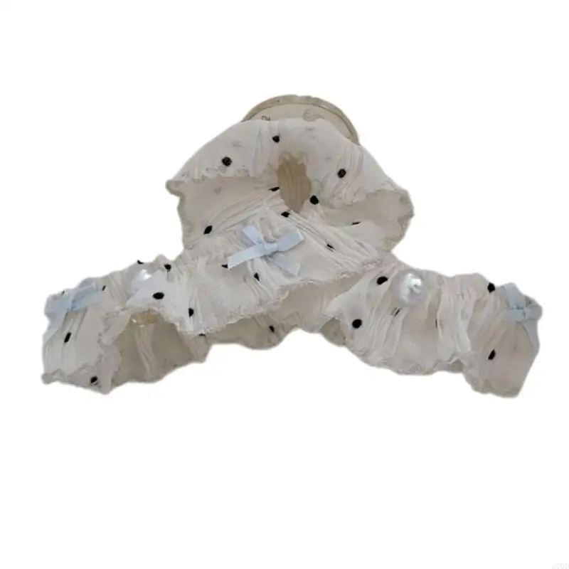 270D Elegant French Triangular Hair Clip With Dot Lace Design For Volumizing Hairstyles And Secure Grip for Women Girls