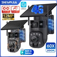 Cámara Solar SHIWOJIA con Zoom 60X, 4G SIM/WIFI, 6K 12MP, Pantalla Dual, Batería, Cámara PTZ, Monitor PIR, Visión Nocturna, Grabación