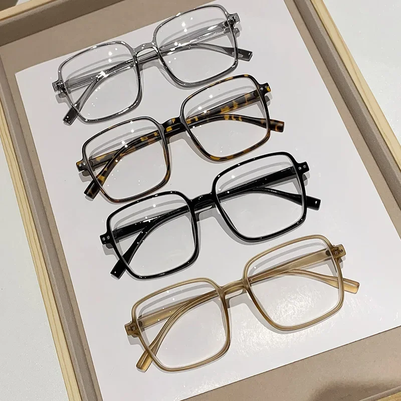 Anti-Blaulicht-Myopie-Brille, Retro-Brille mit großem Rahmen, flache/Grad-Brille, Myopie-Fertigbrille, 0–1,0–1,5–2,0–2,5–3,0–3,5–4,0 – Detail 3