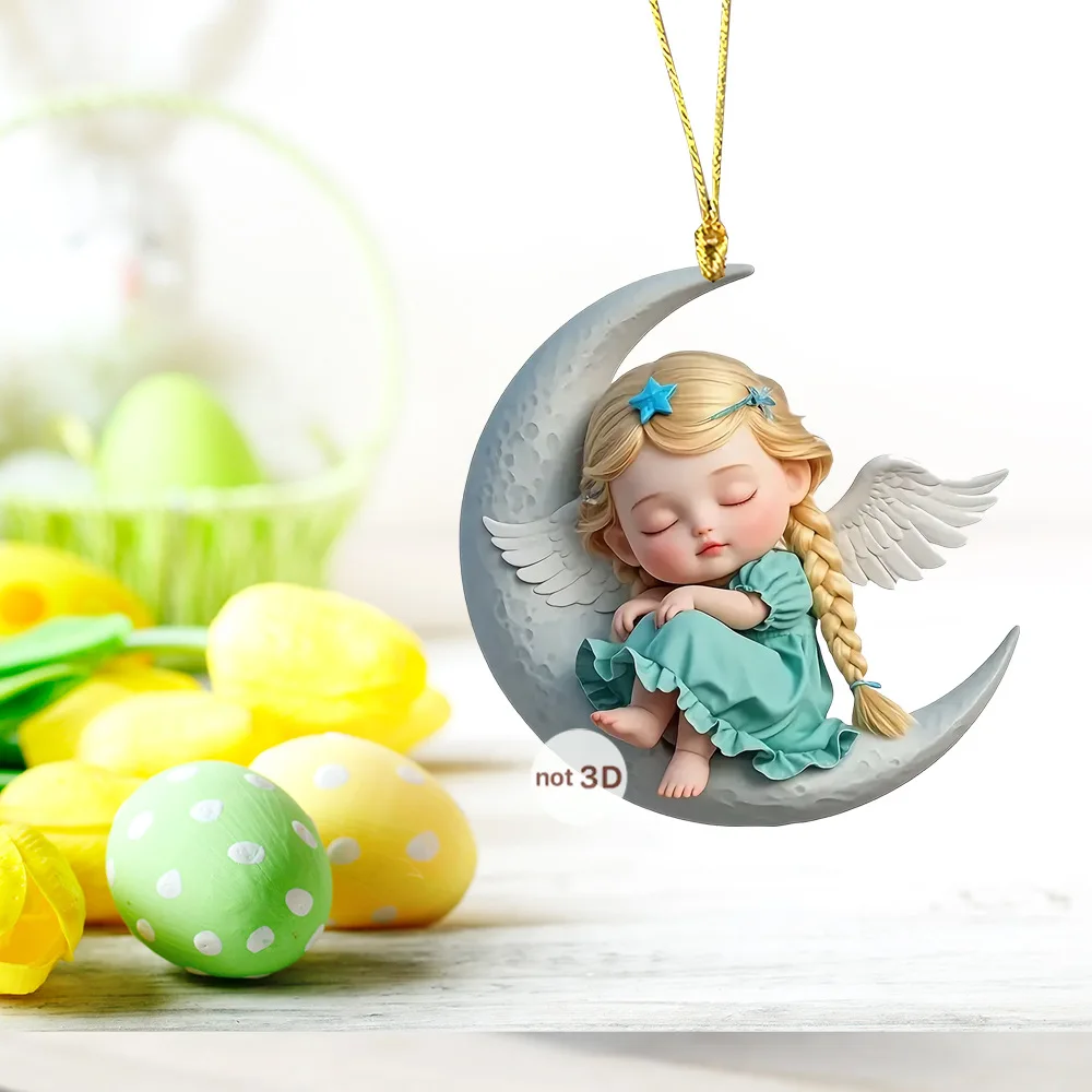 

New Sleeping Beauty on the Moon bag keychain pendant, car rearview mirror listing
