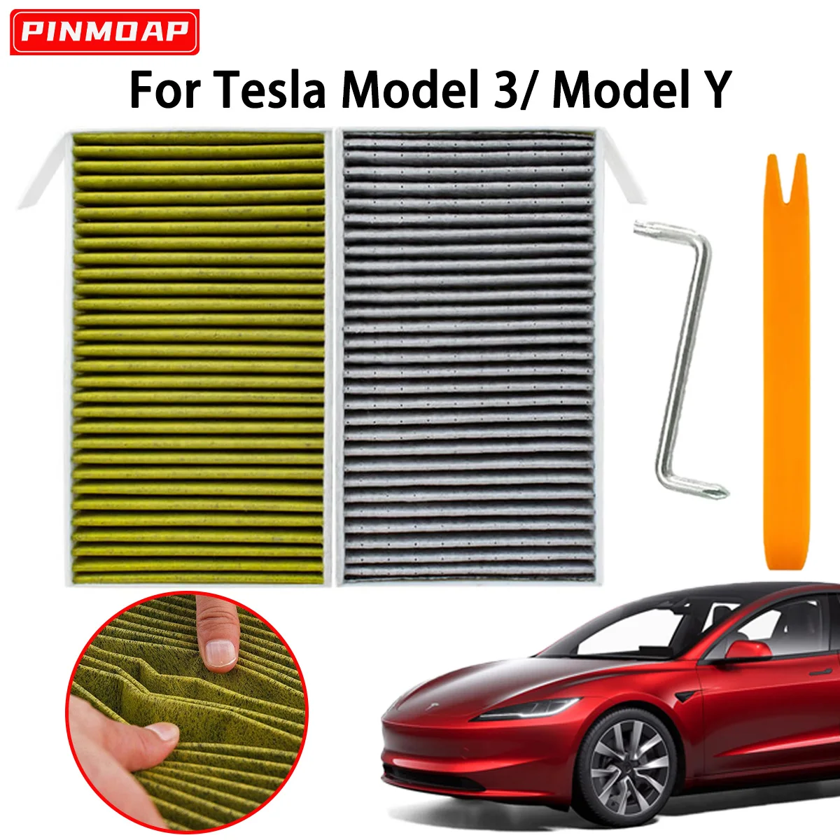 Car Cabin Air Conditioning Filter Use Activated Carbon Dual Effect Filter Suitable For Tesla Model 3 Model Y Cabin Air Filter