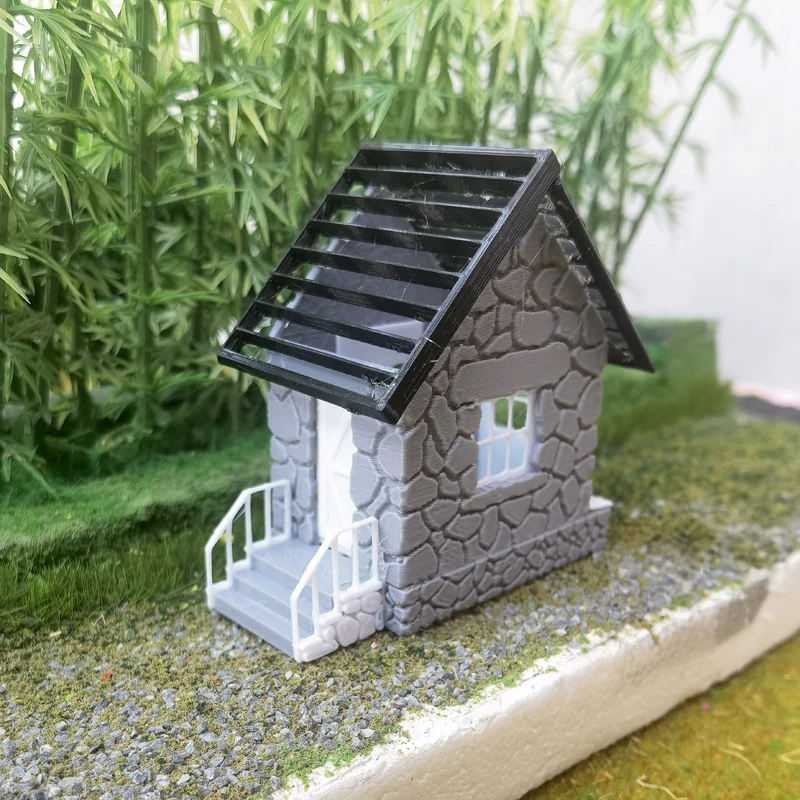 1/87 Ho scale model stone house hollow roof Field military mountain landscape layout house model 3D printing