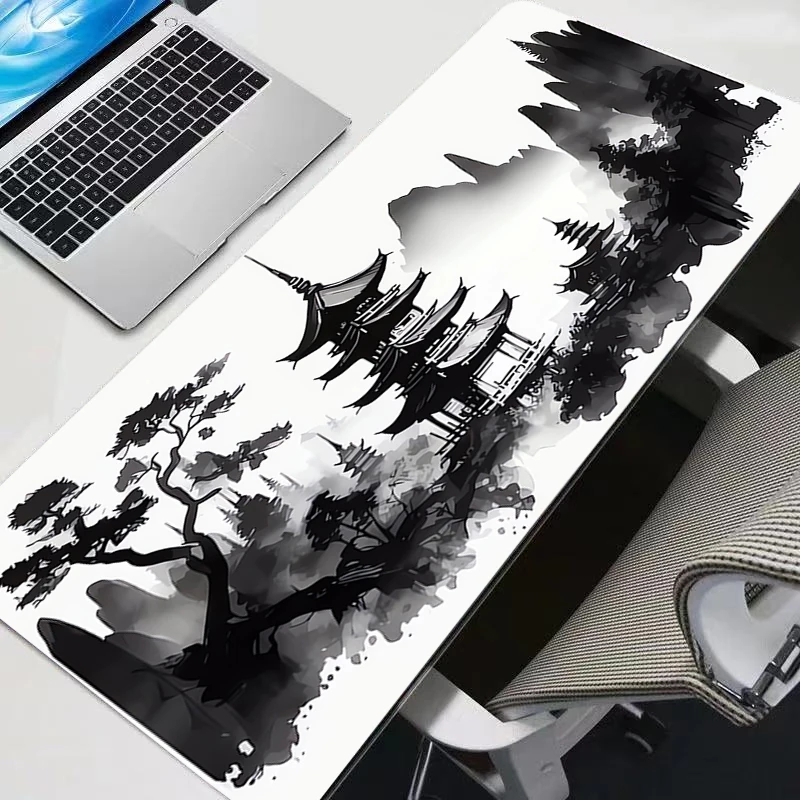 Mouse pad Ink wash painting pavilion professional eSports game players Speed Lock Edge Rubber Game Desk Mousepad Keyboard Mat