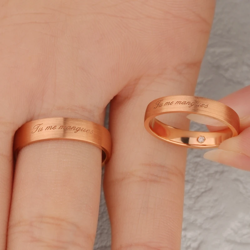 Customizable Engraved Design 18K 14K 9K PT950 Real Gold Wedding Ring Sets for Couple, Rose Gold Diamond Engagement Rings