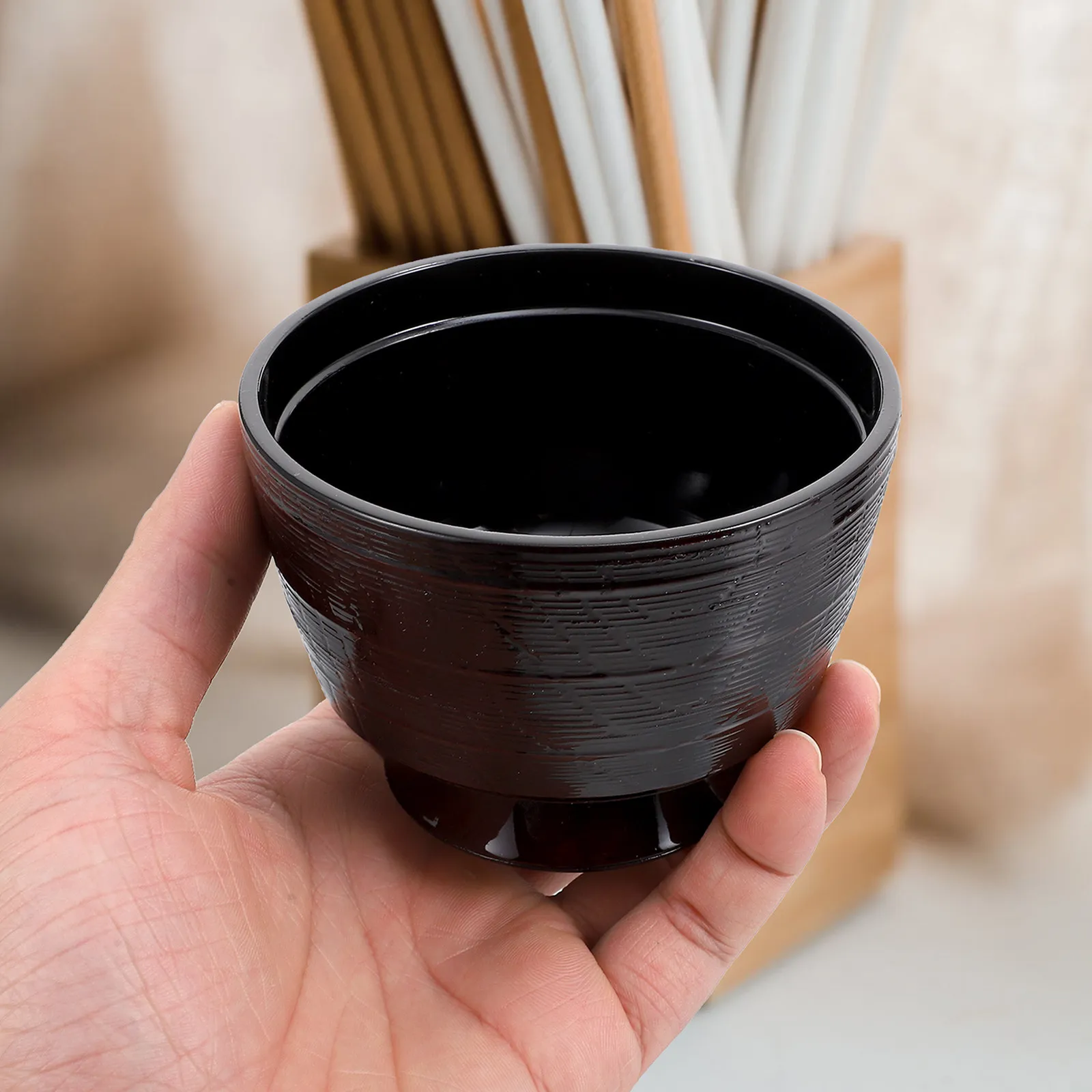Tazón de Sopa de Plástico Estilo Simple, Diseño Japonés con Tapa para Uso en la Cocina del Hogar, Solución Multifuncional para Vajilla