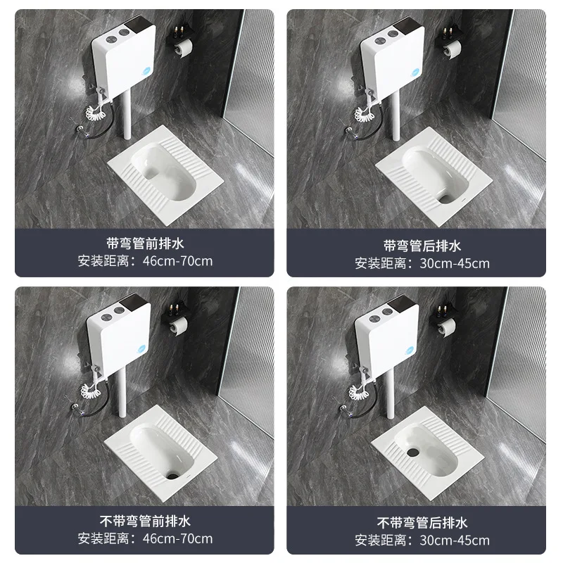Direct punch squatting toilet Large diameter deodorant squatting toilet Ceramic without pollution squatting pit water tank